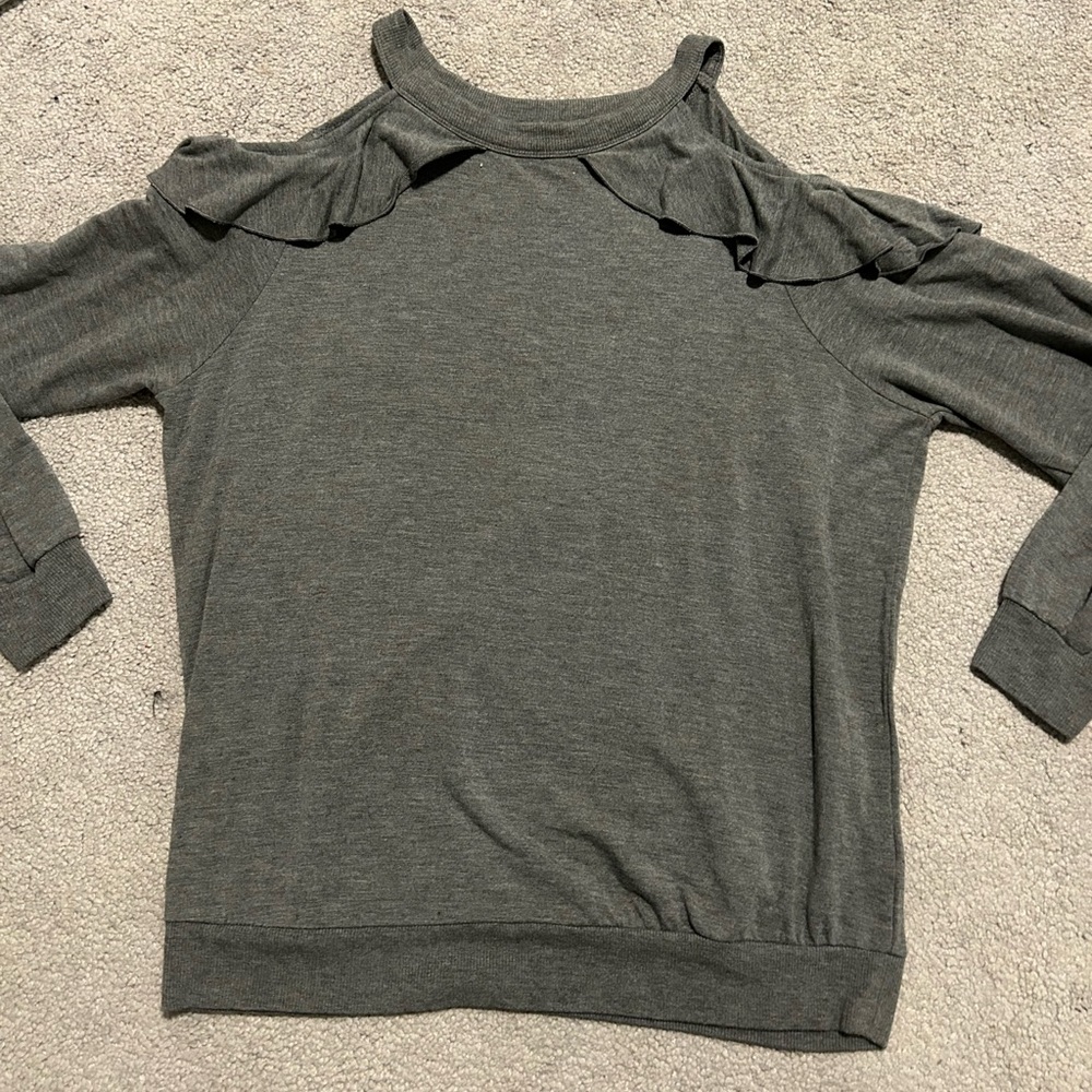 Express women’s cold shoulder top with ruffles